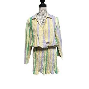 Zara Blogger Favorite‎ Pastel Striped Smocked Skirt Valery Dress Size Me…